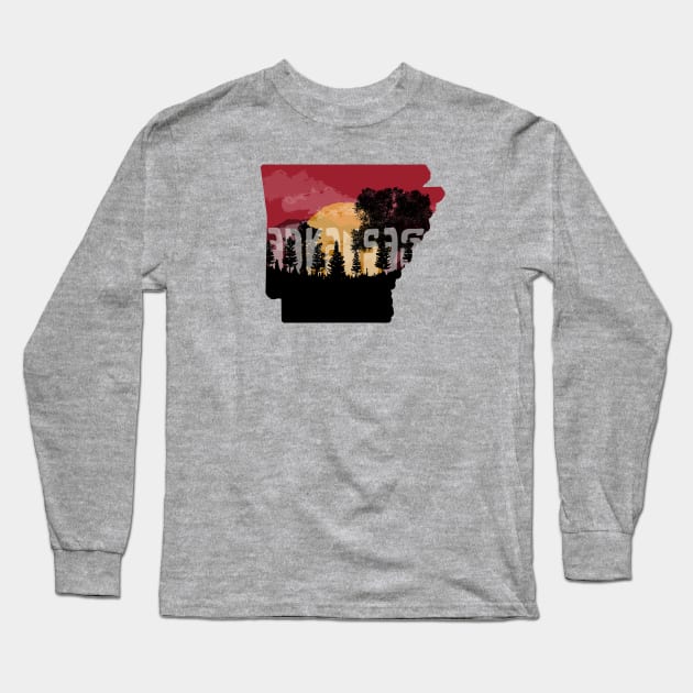 Arkansas Sunset with Lettering Long Sleeve T-Shirt by rt-shirts